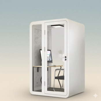E-POD, Silent Meeting POD, Acoustic Booth with a powder-coated finish, featuring elegant interiors, Office POD or Silent Room, includes electricity and internet connectivity, offering a quiet space amidst the hustle and bustle of the office or home ( 1 Seater )