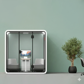 E-POD, Silent Meeting POD, Acoustic Booth with a powder-coated finish, featuring elegant interiors, Office POD or Silent Room, includes electricity and internet connectivity, offering a quiet space amidst the hustle and bustle of the office or home (4 Seater)